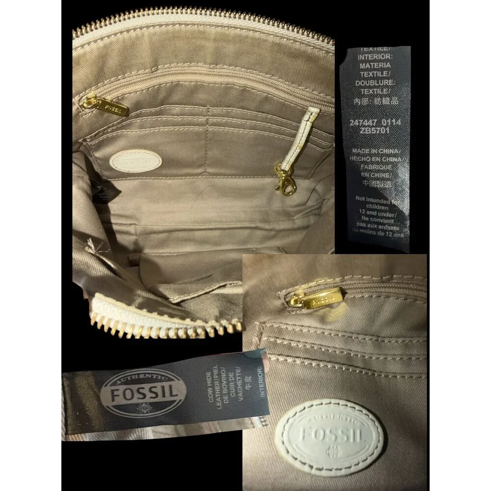 Fossil Crossbody Bag ZB5701 Chalk White Leather Convertible Clutch Bag Charm - Picture 7 of 8